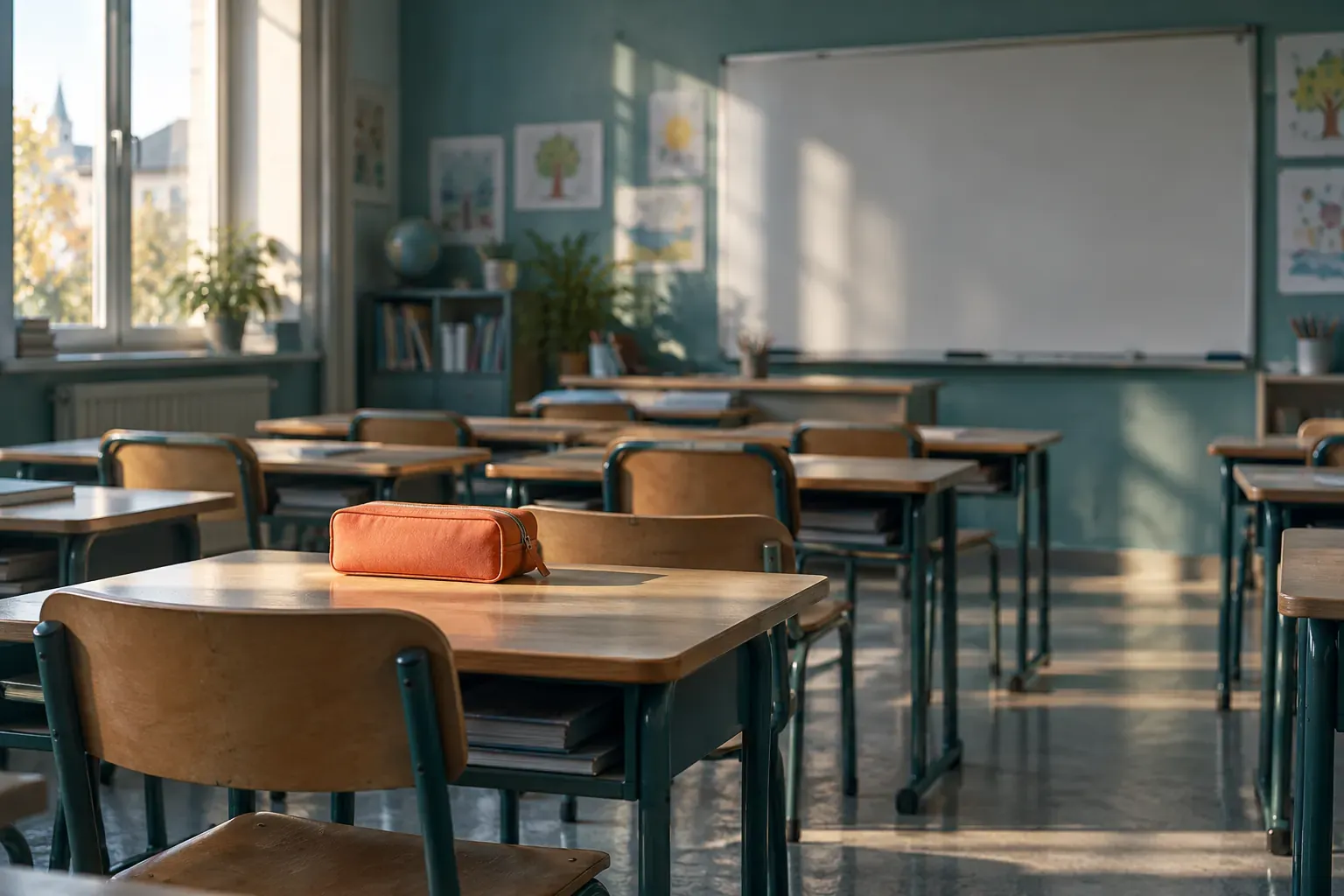 Salle de classe préparée pour une séance avec des supports pédagogiques
